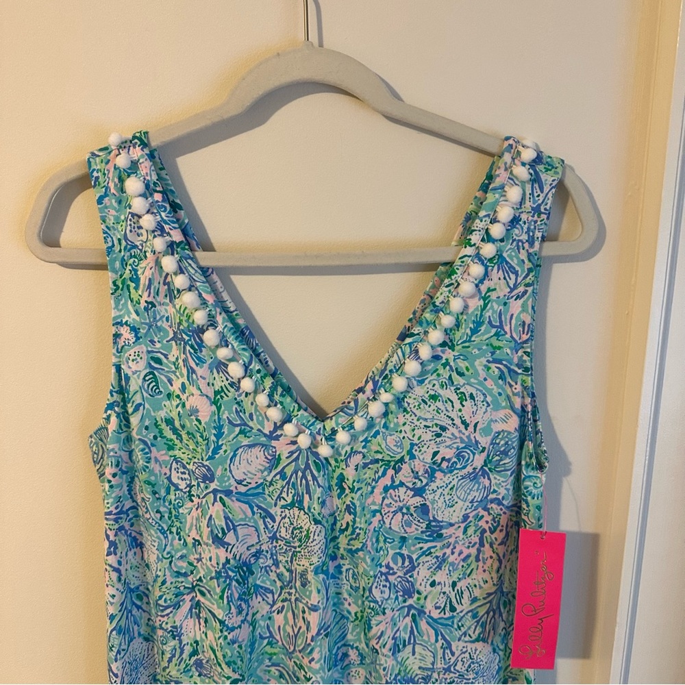 Lilly Pulitzer Soleil it on me Blue Green FloralCamille V-Neck Swing Dress - Picture 4 of 7
